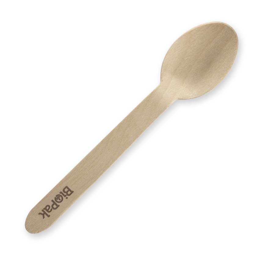 BioPak Wood Spoon 16cm - Sandhurst Cleaning Supplies Bendigo